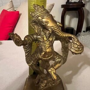 Vintage Brass Ganesha statue, with mouse, vintage